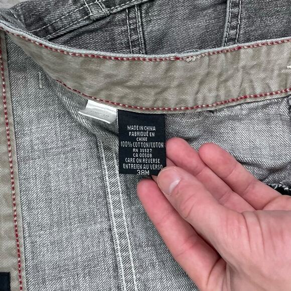 Vintage Skater Wide Leg Jeans MFG Smoke Grey Wash Baggy Denim Rap Style Art Y2K - Picture 5 of 5